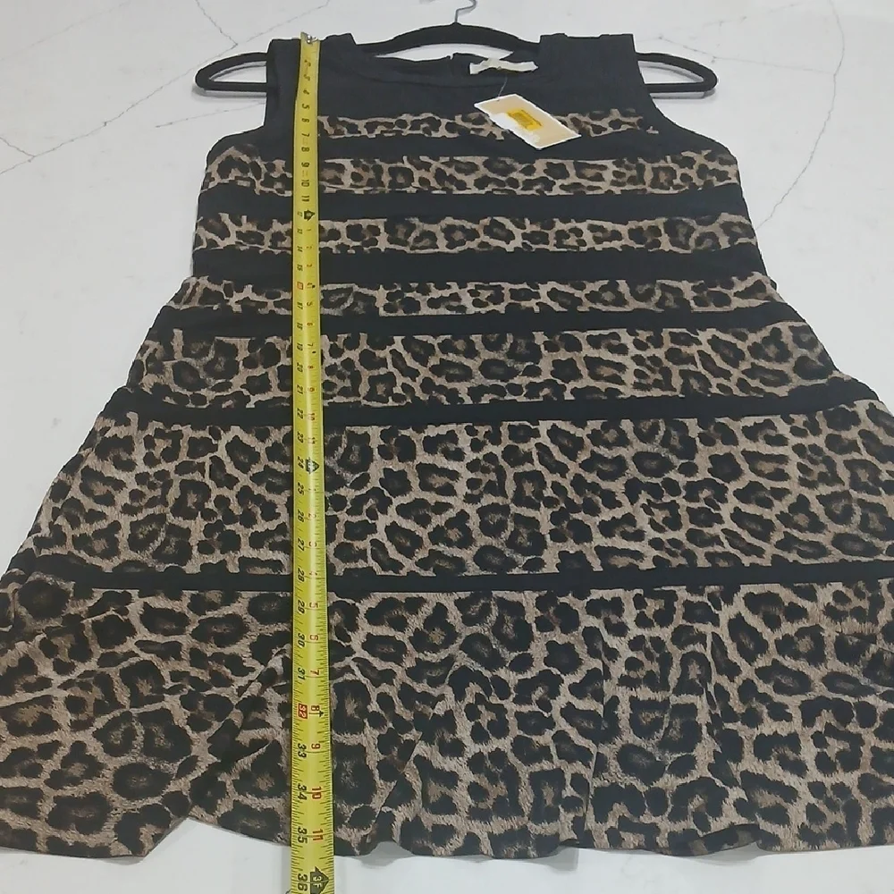 Michael Kors Brown, Black And Leopard Print  Sleeveless A-Line Dress, Sz M NEW